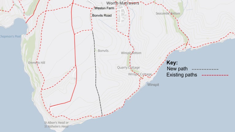 Map showing new path at Weston Farm